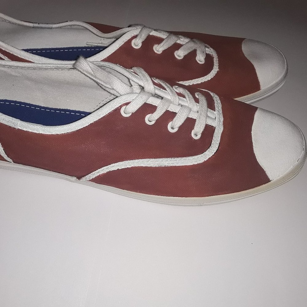 Keds SZ 9 Sneakers Tennis Shoes Painted to Look like Football